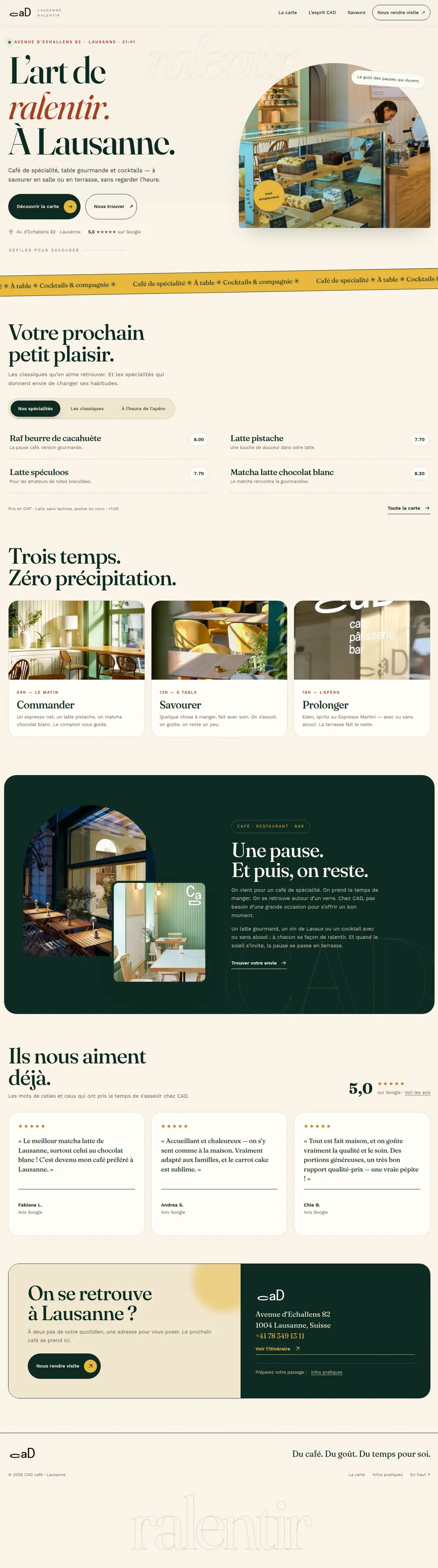 Aperçu du site CAD Café — défilement de la page